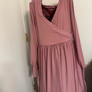 Women’s Long Sleeve Wrap Mauve Dress